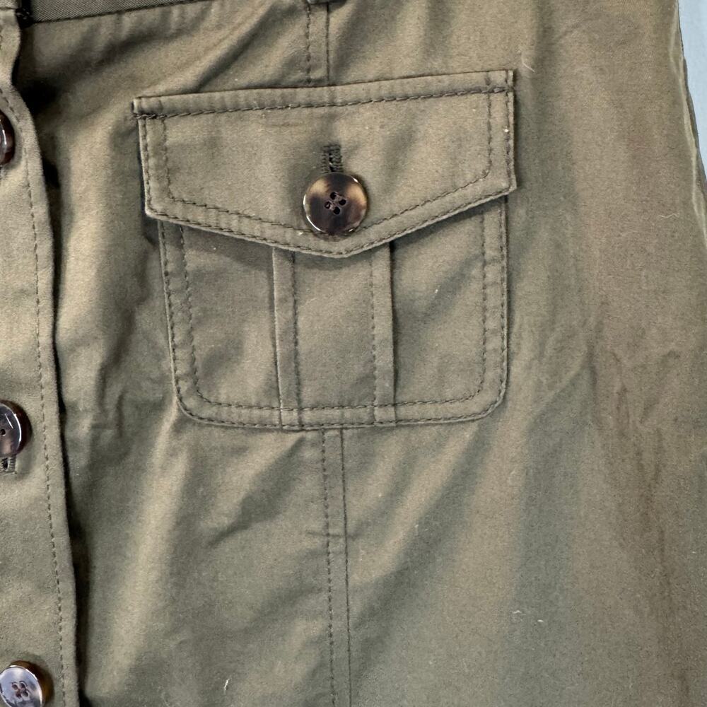 Talbots Brown Button Front Straight Cotton Skirt Sz 12 - Picture 6 of 7